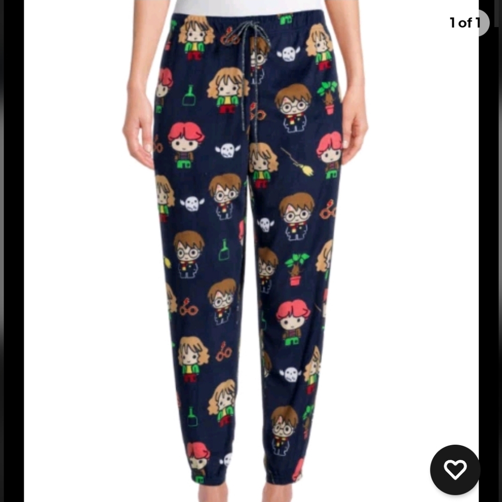 Women's Harry Potter Big Print Blue Stretchy Sleep Pants Size Medium 8-10